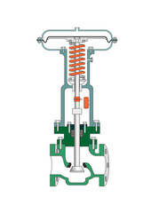 Globe reversed valve and actuator