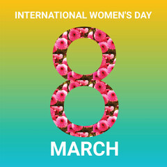 International Women's Day. 8 March. Floral background. Vector illustration