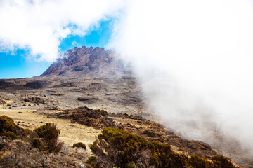 A view of Mawenzi peak from base camp of Mount Kilimanjaro, Tanzania.