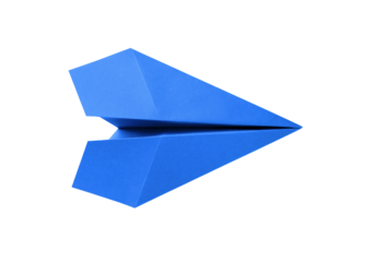 Blue paper plane origami isolated on a white background