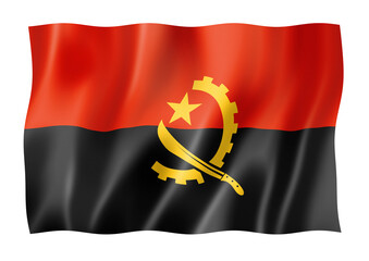Angolan flag isolated on white