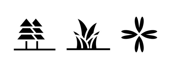 icon Glyph grass leaves, trees, flower, gardening. editable color.