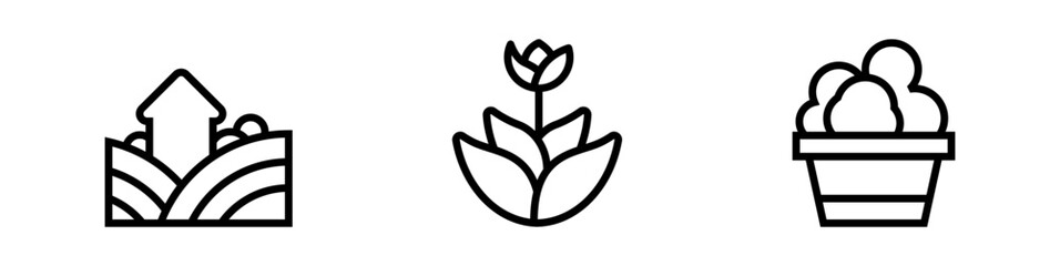 icon line gardening, flower, nature, garden. editable color.