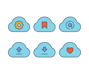 cloud and user interface icons set