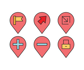 map pin and user interface icons set