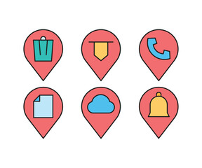 map pin and user interface icons set
