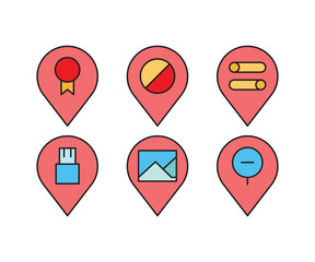 map pin and user interface icons set