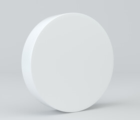 Realistic white cylinder shadow overlay. Blank cylinder geometric for showcase. 3d illustration.