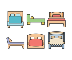bed and mattress icons set vector