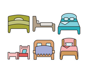bed icons set vector illustration