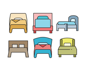 bed icons set vector illustration