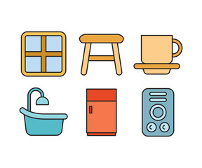 furniture and home appliance icons set