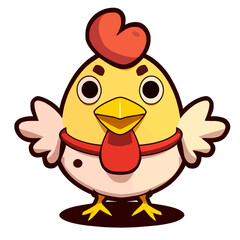 Cute cartoon chicken. Vector illustration in flat style. Isolated on a white background. Icon
