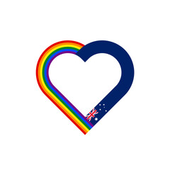 unity concept. heart ribbon icon of rainbow and australia flags. PNG	