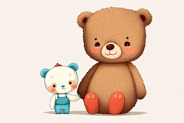 Obraz premium The slogan you and me is illustrated with a cute little bear doll and a human. Generative AI