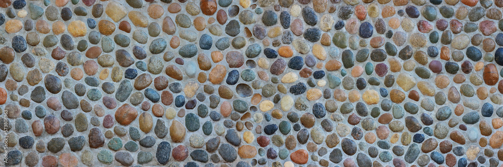 Poster horizontal stone on concrete texture for pattern and background.