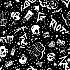 Fototapeta premium Original youth seamless patterns, repeating image for using pattern on any items, wallpaper, curtains. White black colors