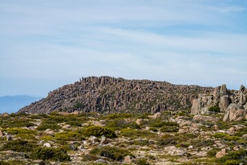 the peak of mt wellington looking over hobart city, rocky mountain