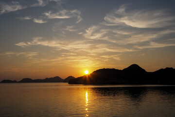 Sunset in Cat Ba bay in Vietnam 