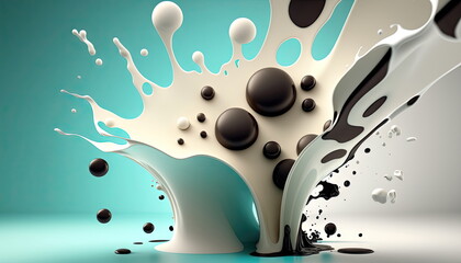 Abstract paint color bsplash milk with blue background, Made by AI,Artificial intelligence ackground with splashes, oil paint, vector illustration, Made by AI,Artificial intelligence