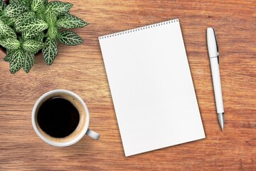 Blank paper and pencils on office desk