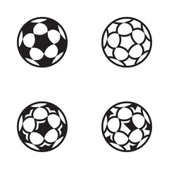 Four vector black soccer star balls.