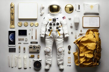 Generative AI illustration of Astronaut equipments, A detailed illustration of the cutting-edge equipment used by astronauts in their exploration of the cosmos.