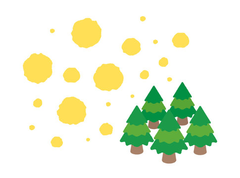 yellow pollen and green trees clip art preview