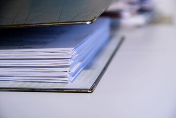 Fototapeta premium File folders on the desk in the office. Close-up