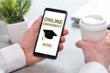 Online university concept on a smartphone