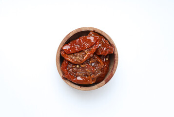 Concept of tasty food - sun-dried tomato, isolated on white background