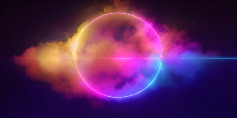 Obraz premium colorful background with glowing circles, copy space for text, illustration, Generative, AI