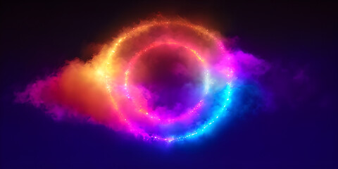 colorful background with glowing circles, copy space for text, illustration, Generative, AI