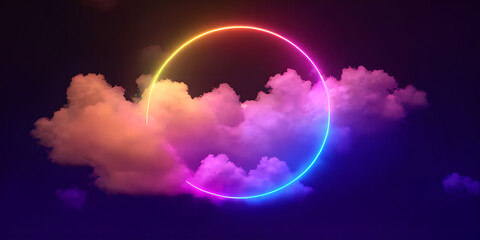 colorful background with glowing circles, copy space for text, illustration, Generative, AI