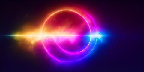 Obraz premium colorful background with glowing circles, copy space for text, illustration, Generative, AI