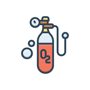 Color illustration icon for oxygen