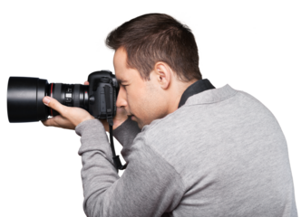 Closeup of a Photographer Taking Pictures