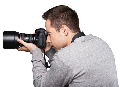 Closeup of a Photographer Taking Pictures