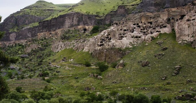 Stunning landscape of mountainous Vardzia - significant religious location.