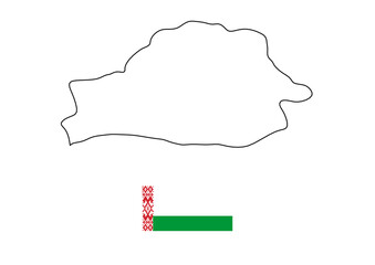 Vector minimalist map of Belarus with flag of the country, flag of Belarus with smooth map. Suitable for minimalist designs. Space for text.