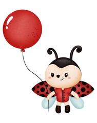 Watercolor cute ladybug cartoon character © CholladaArt