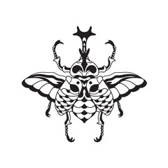 Bug vector black and white illustration for design you need.
