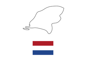 Vector minimalist map of Netherlands with flag of the country, flag of Netherlands with smooth map. Suitable for minimalist designs. Space for text.