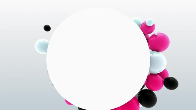 Colourful spheres moving on white isolated background.Animated Motion graphic template.Abstract colourful stock footage background.