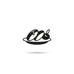 dessert and cake icon on white background