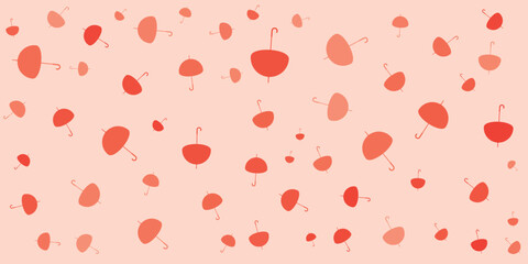 Umbrellas Pattern Colored in Various Shades of Red - Vector Background Design Template