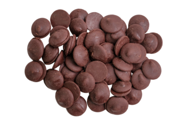 Stack of Dark Chocolate Button isolated on white background.