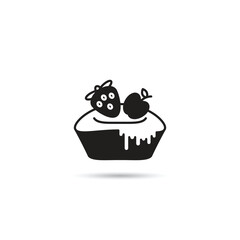 dessert and cake icon on white background