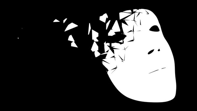 White mask on black background. Illustration.
