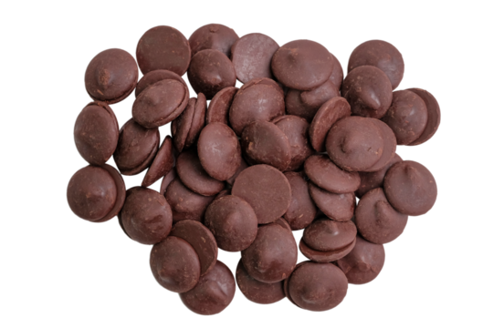 Stack of Dark Chocolate Button isolated on white background.